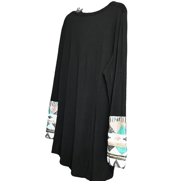 JODIFL LONG SLEEVE PULL-OVER KNIT TOP, WOMENS, L, BLACK WITH MULTICOLOR SEQUENCE - Picture 5 of 11